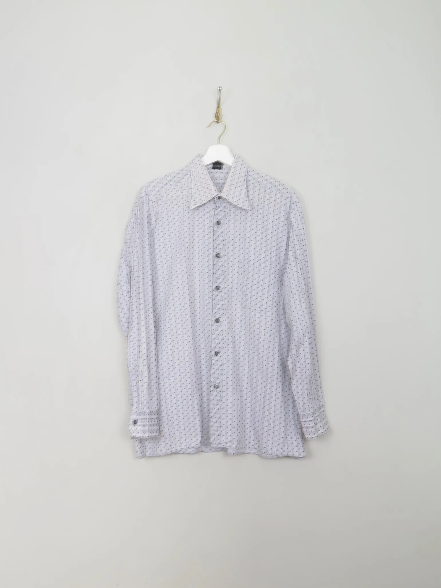 Men's Vintage 1970s Polka Dot Shirt L