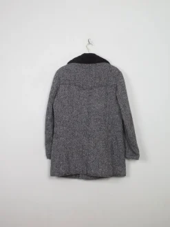 Men's Vintage 1970s Tweed Black Coat 40 S/M