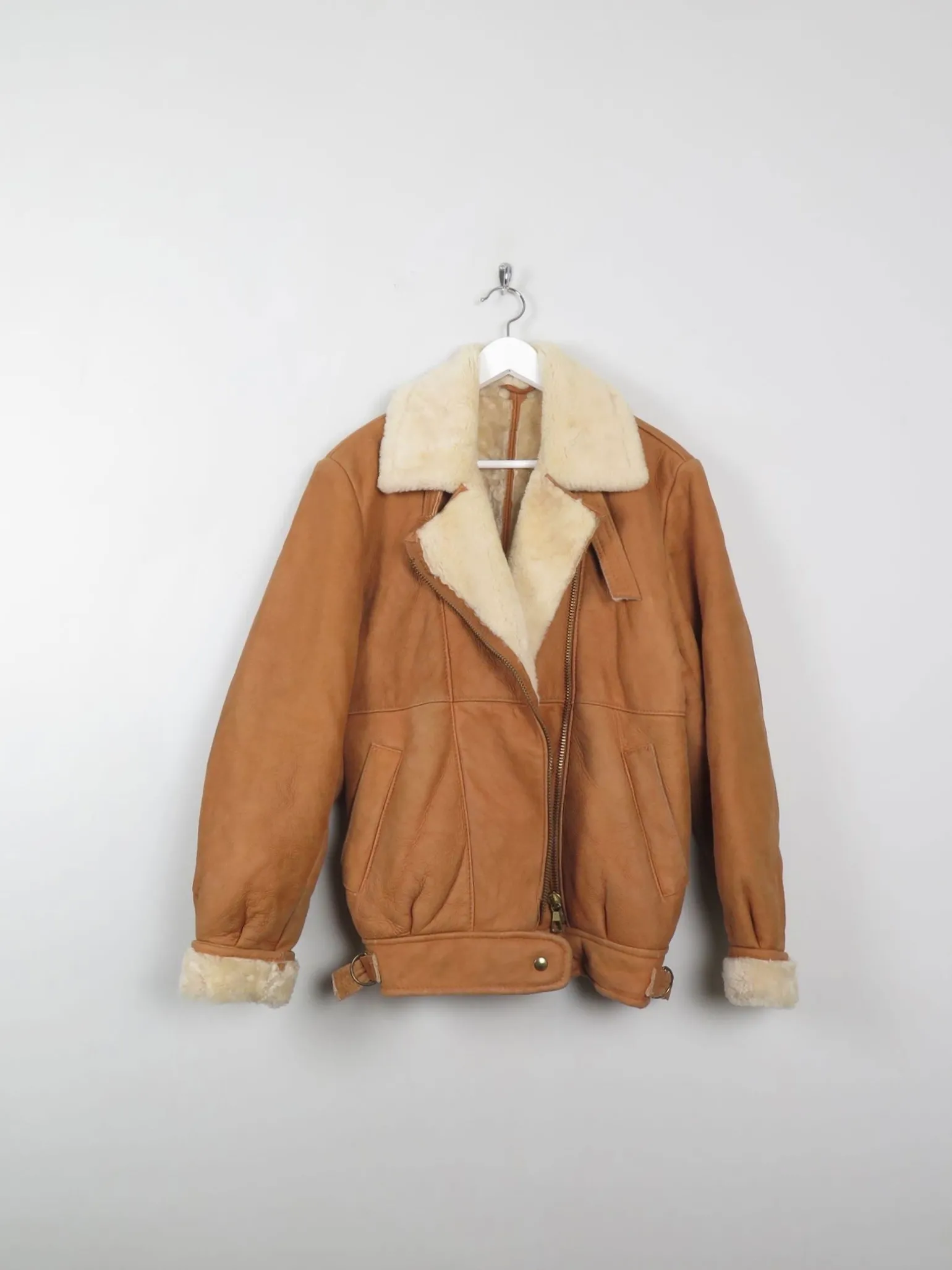 Men's Vintage Sheepskin Aviator Style Jacket S