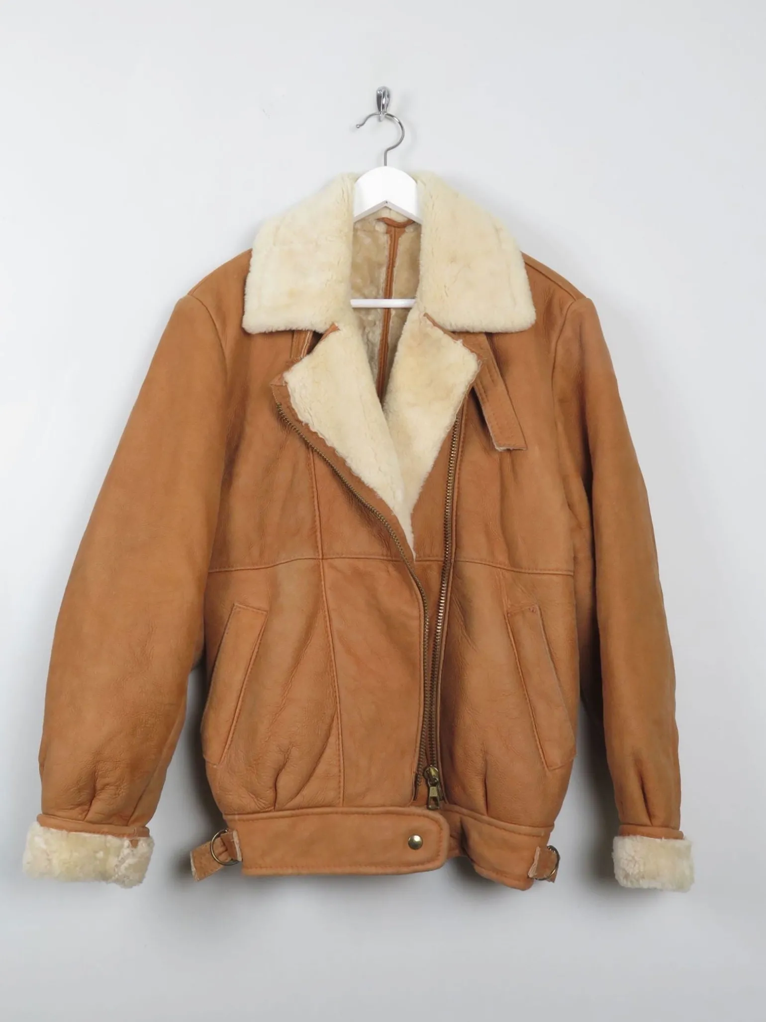 Men's Vintage Sheepskin Aviator Style Jacket S