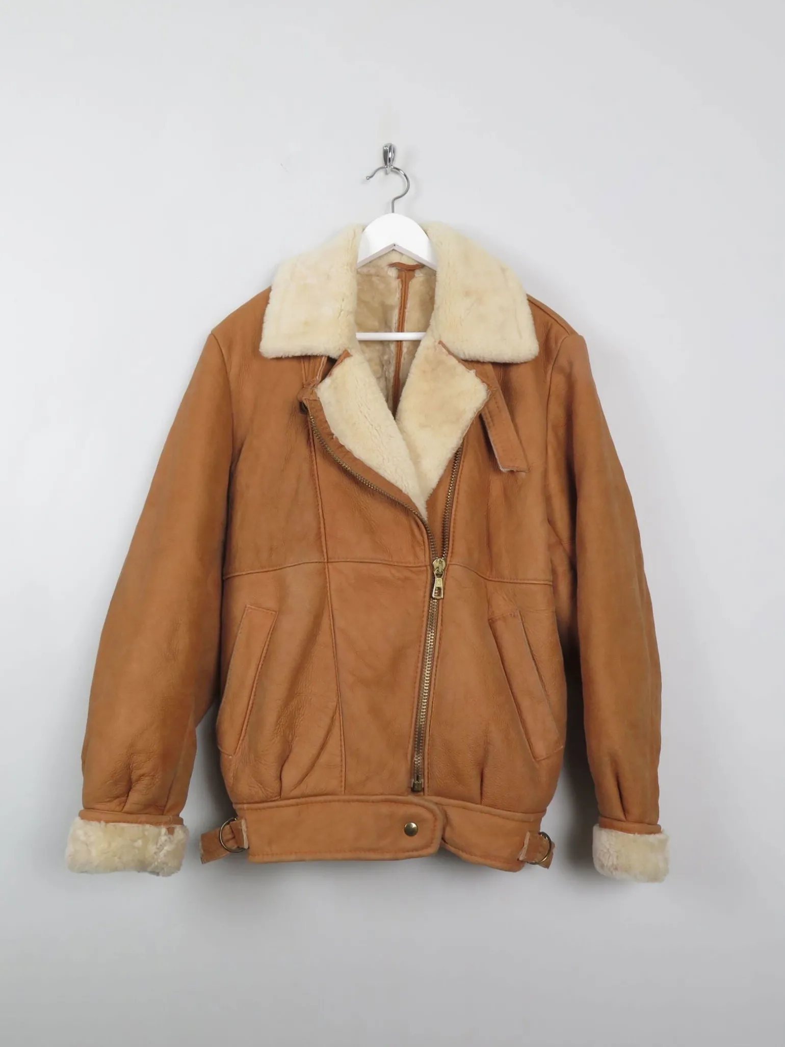Men's Vintage Sheepskin Aviator Style Jacket S