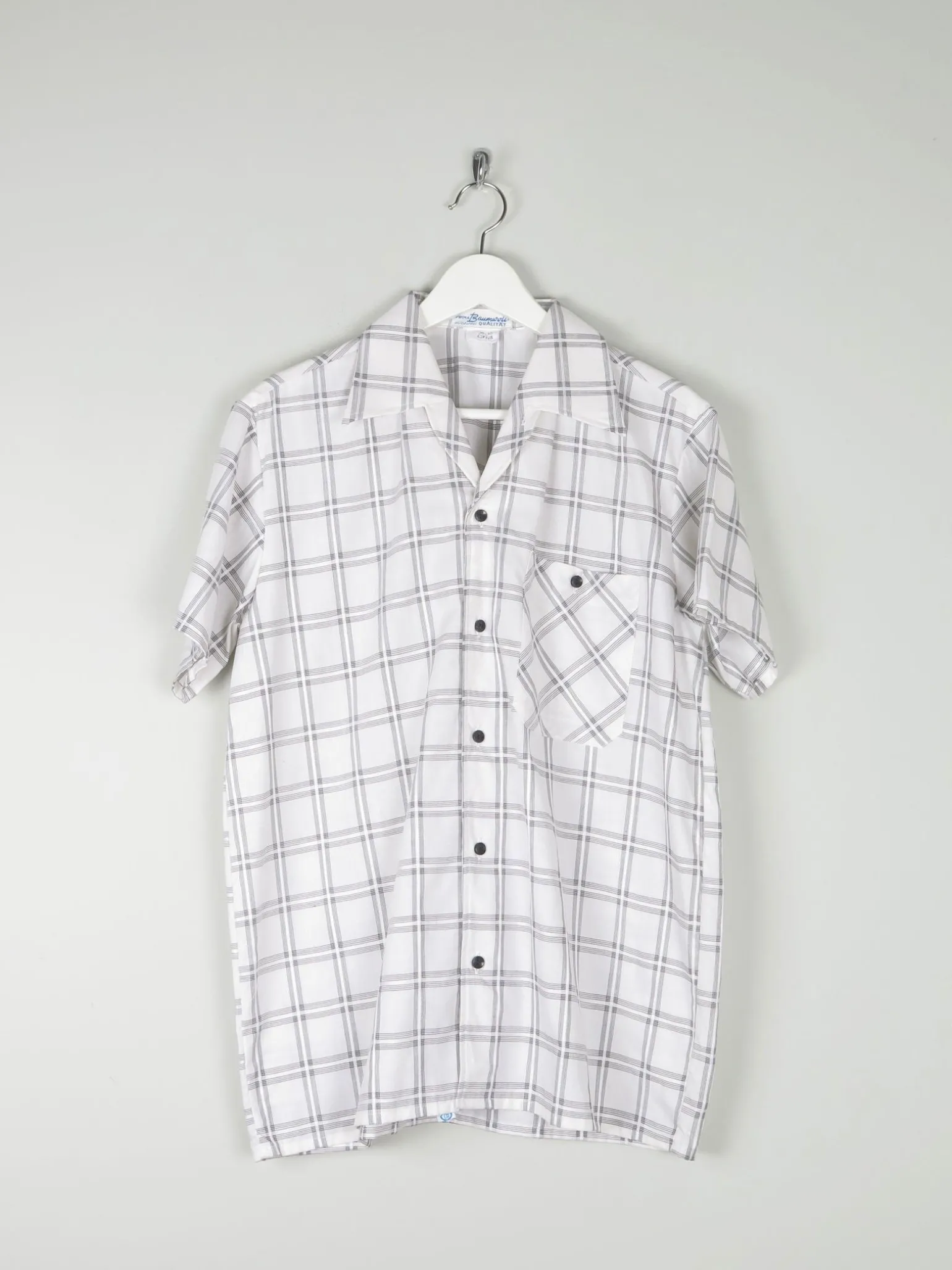 Men's Vintage Shirt 1950s Black & White Check M