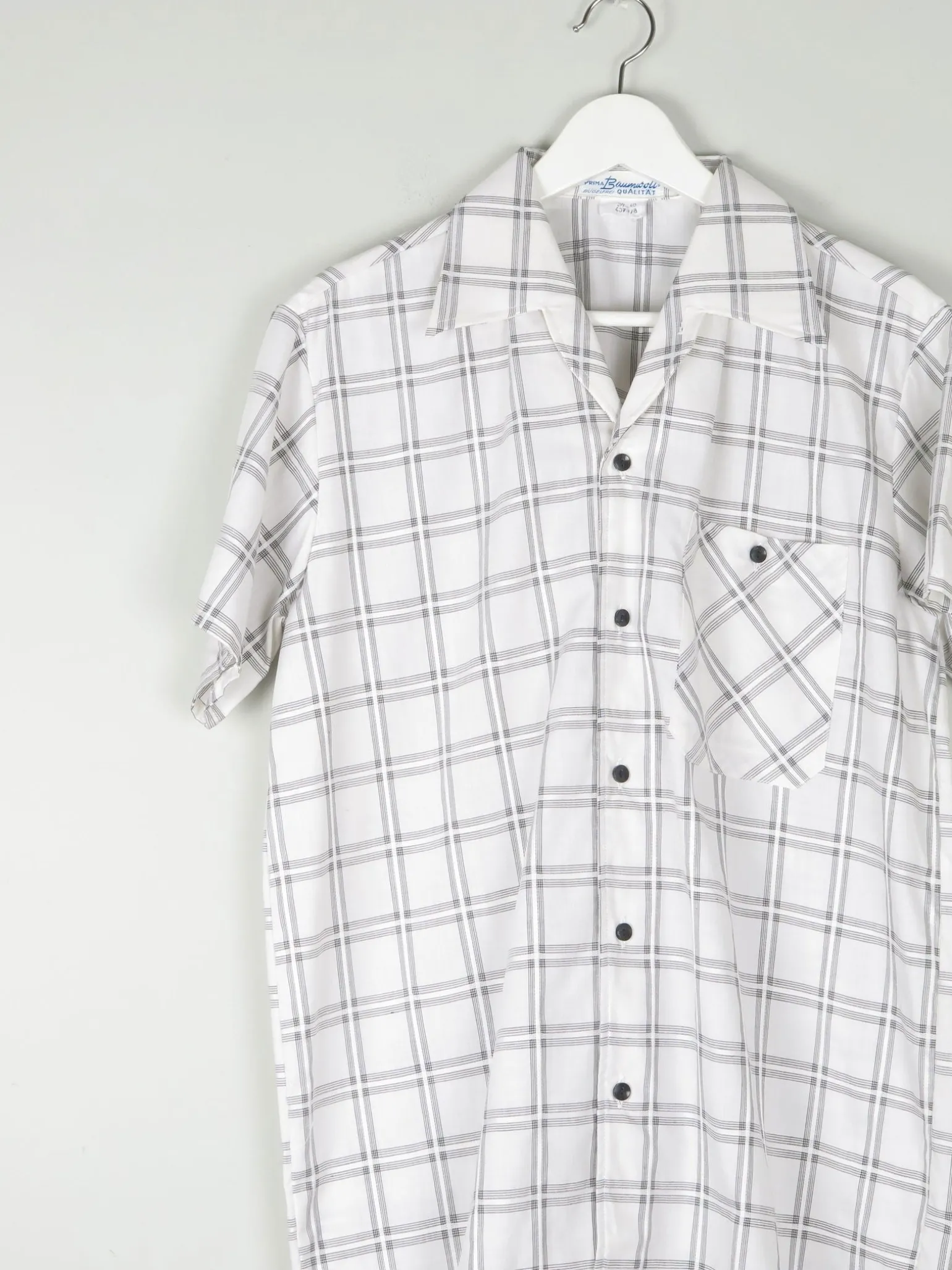 Men's Vintage Shirt 1950s Black & White Check M