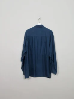 Men's Vintage Silk Navy Shirt XL