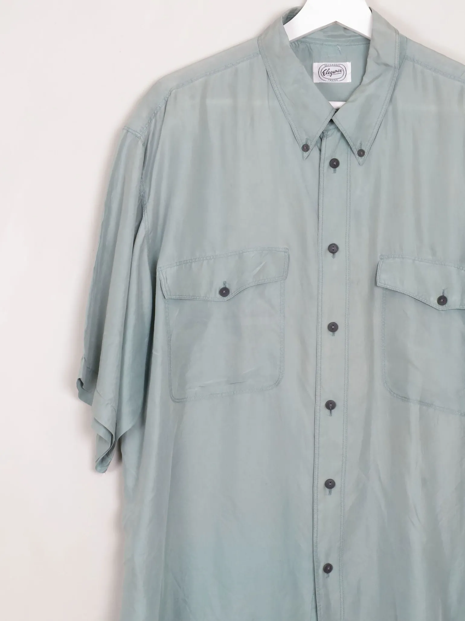Men's Vintage Silk Shirt Sage Green L/XL