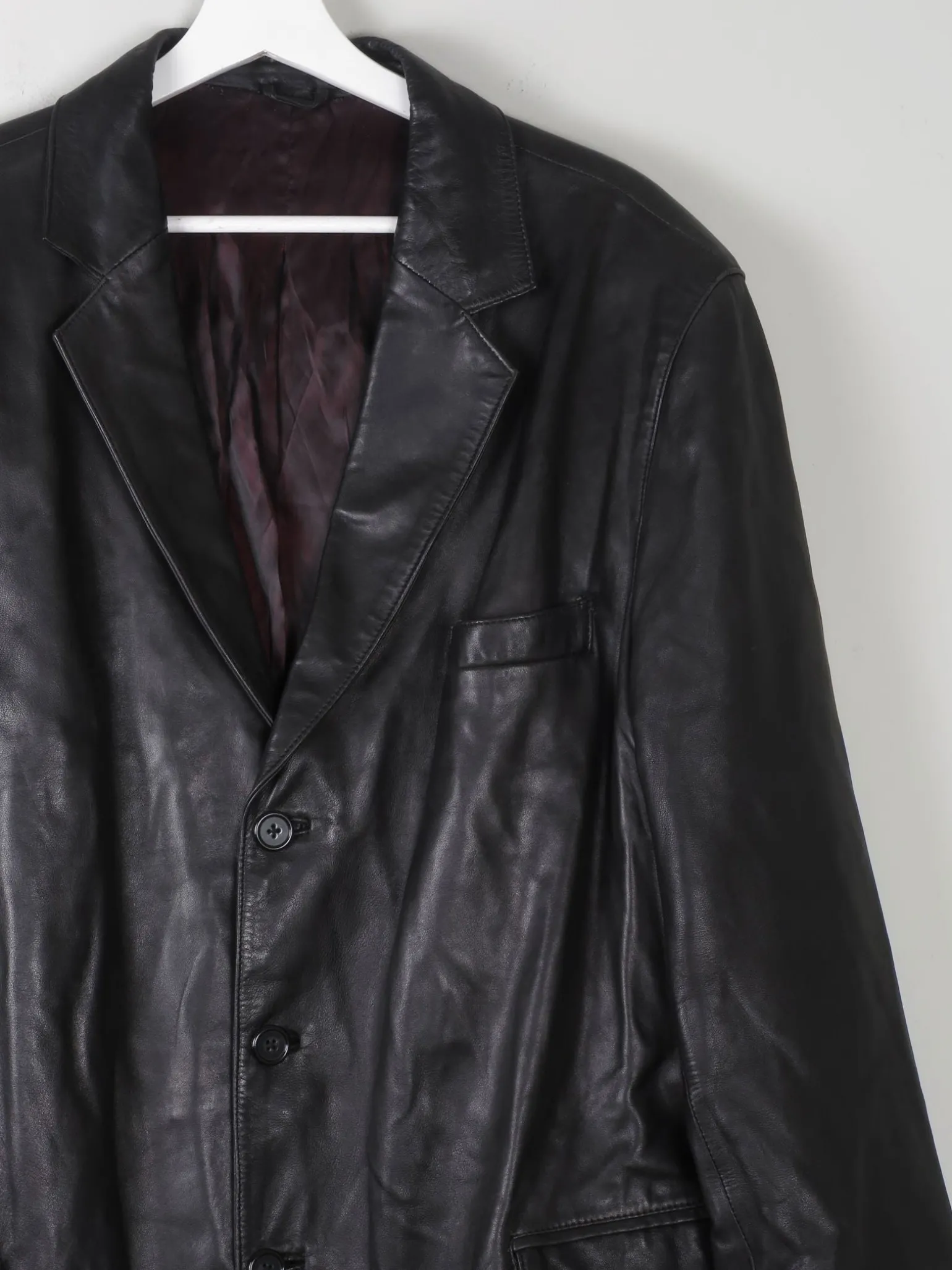 Men's Vintage Soft Black Leather Jacket XL