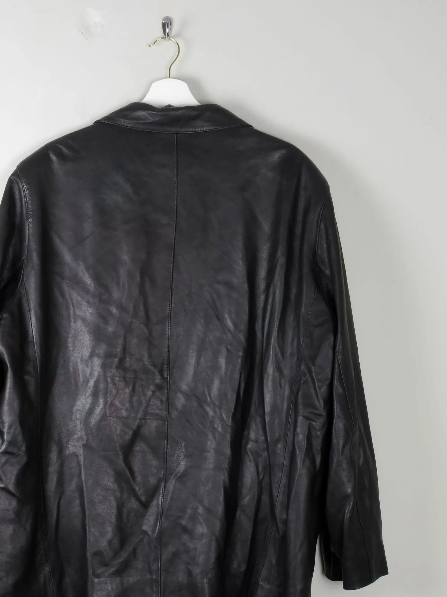 Men's Vintage Soft Black Leather Jacket XL