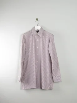 Men's Vintage Striped Brown 1970s Shirt M