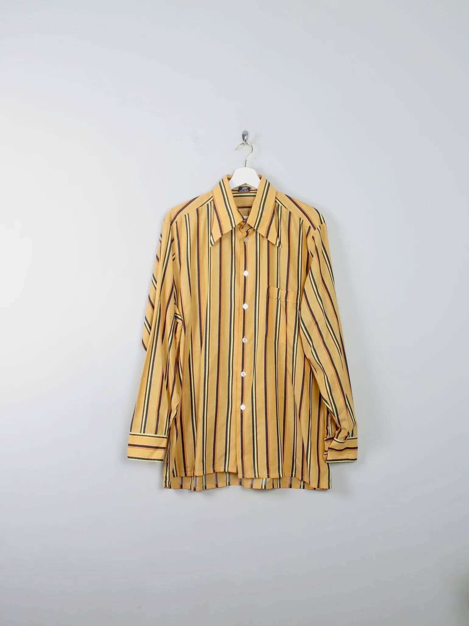 Men's Vintage Striped Yellow Shirt XL