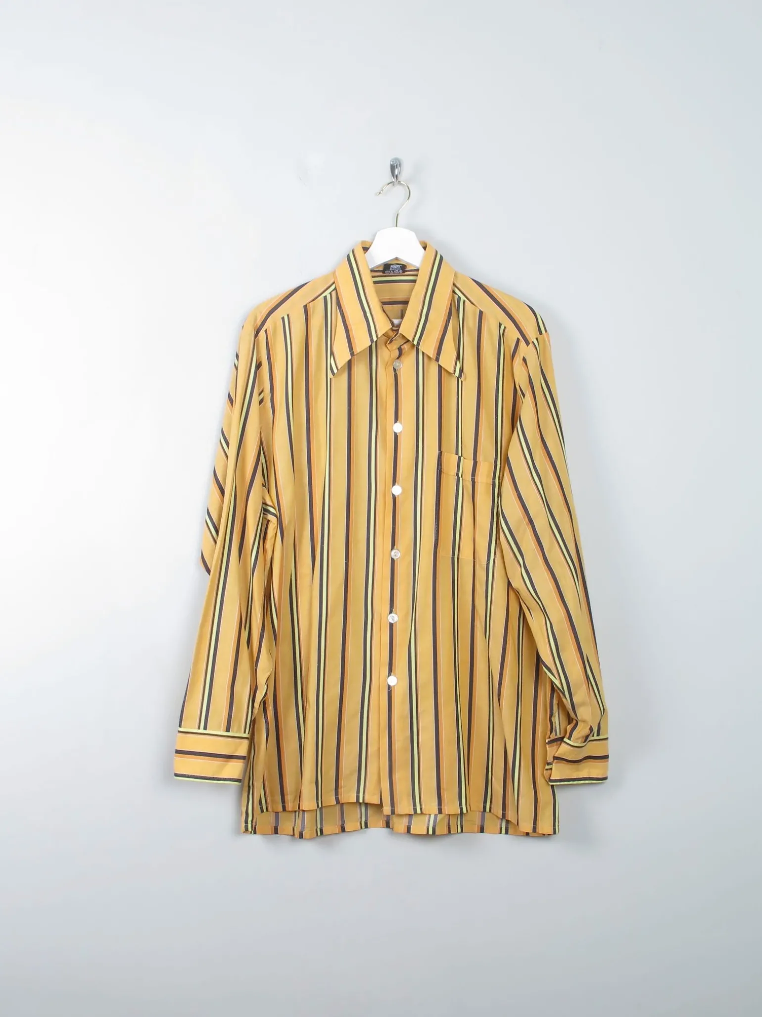 Men's Vintage Striped Yellow Shirt XL