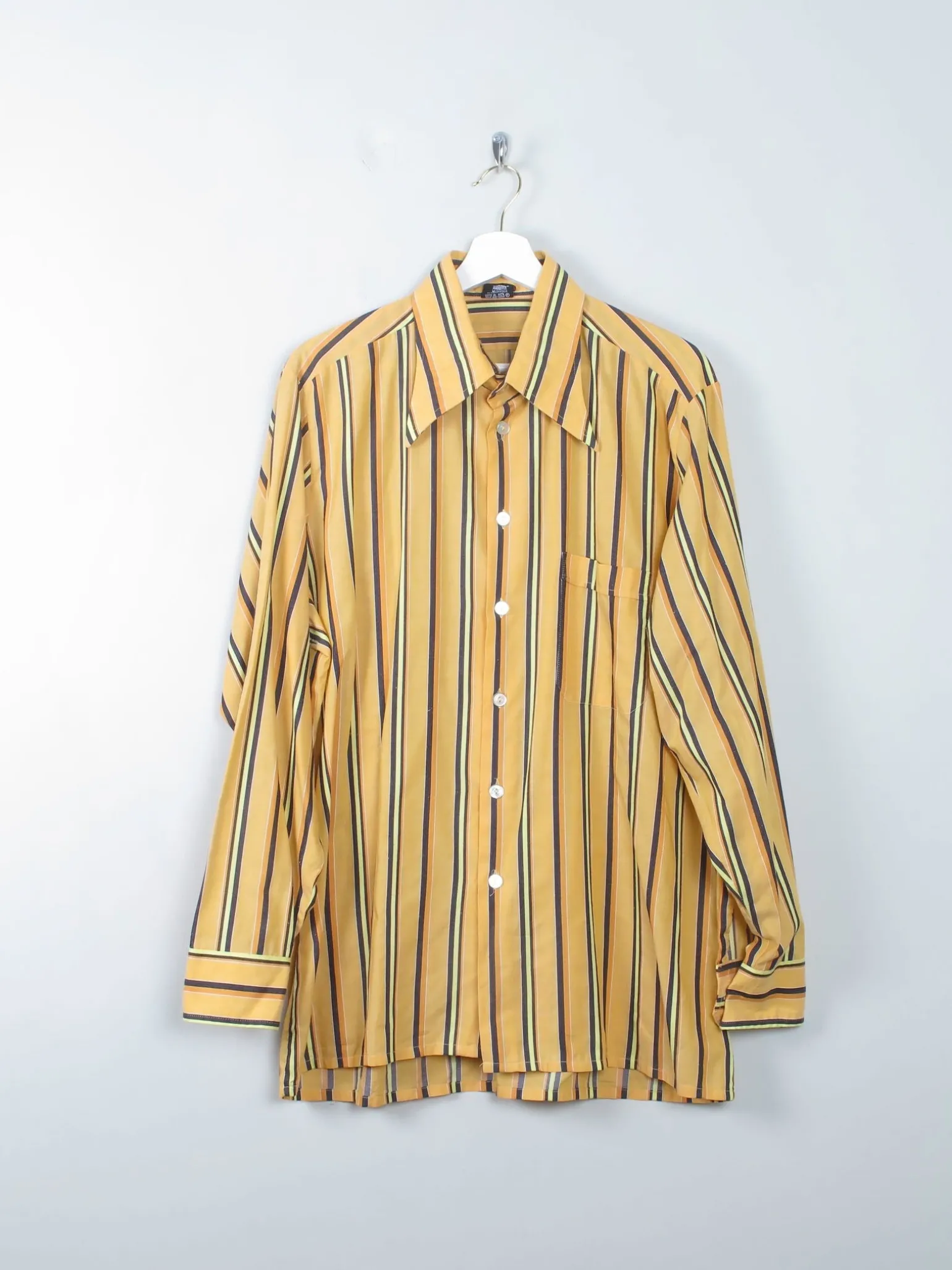 Men's Vintage Striped Yellow Shirt XL