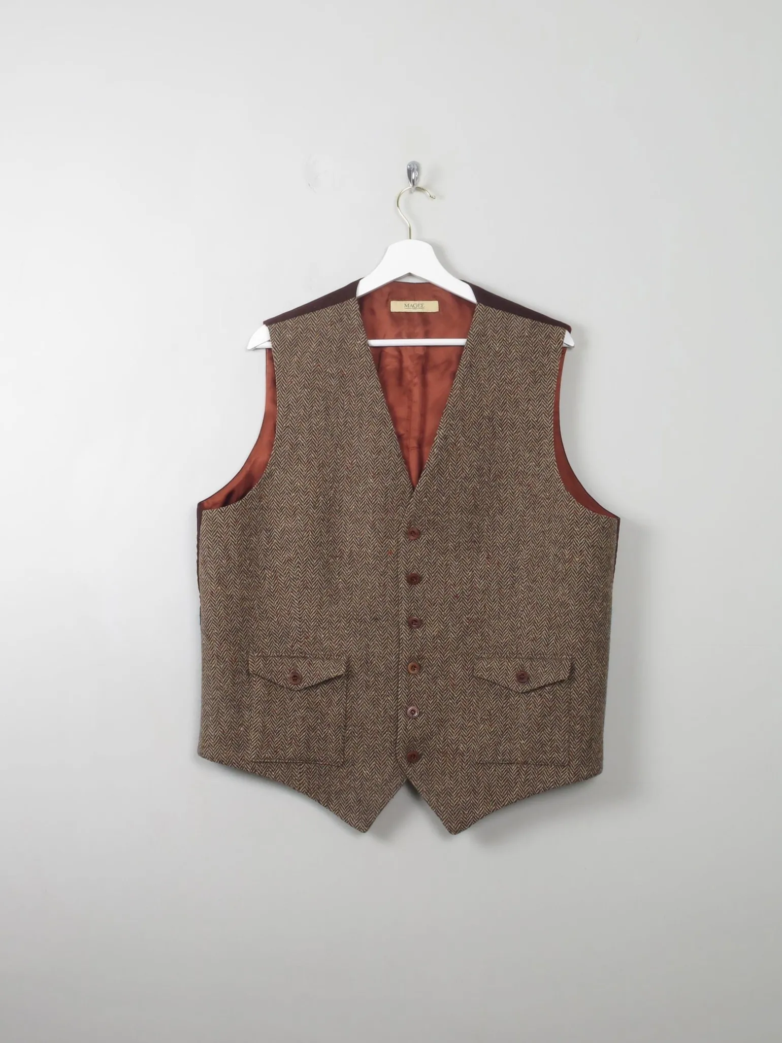Mens Vintage Style Donegal Tweed Waistcoat XL 44/46