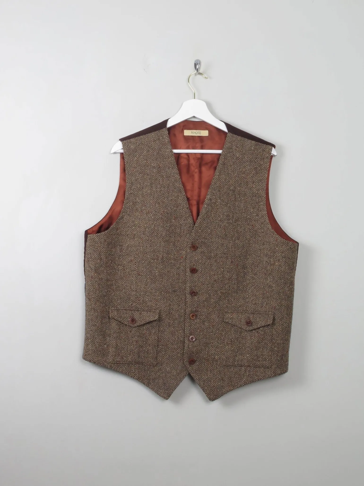 Mens Vintage Style Donegal Tweed Waistcoat XL 44/46