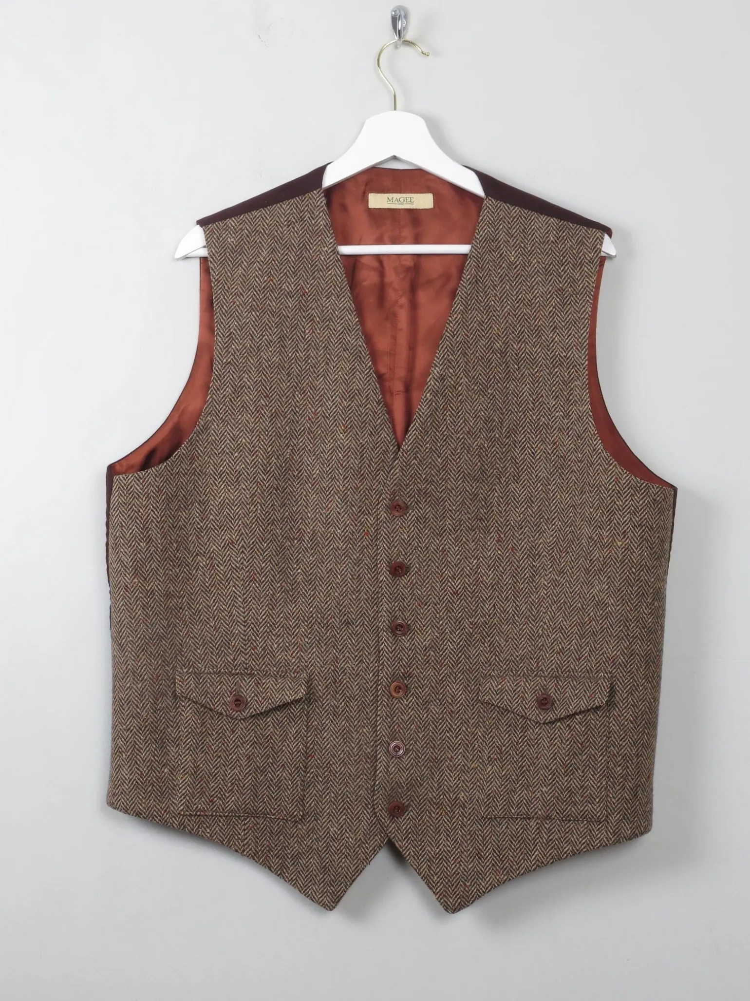 Mens Vintage Style Donegal Tweed Waistcoat XL 44/46