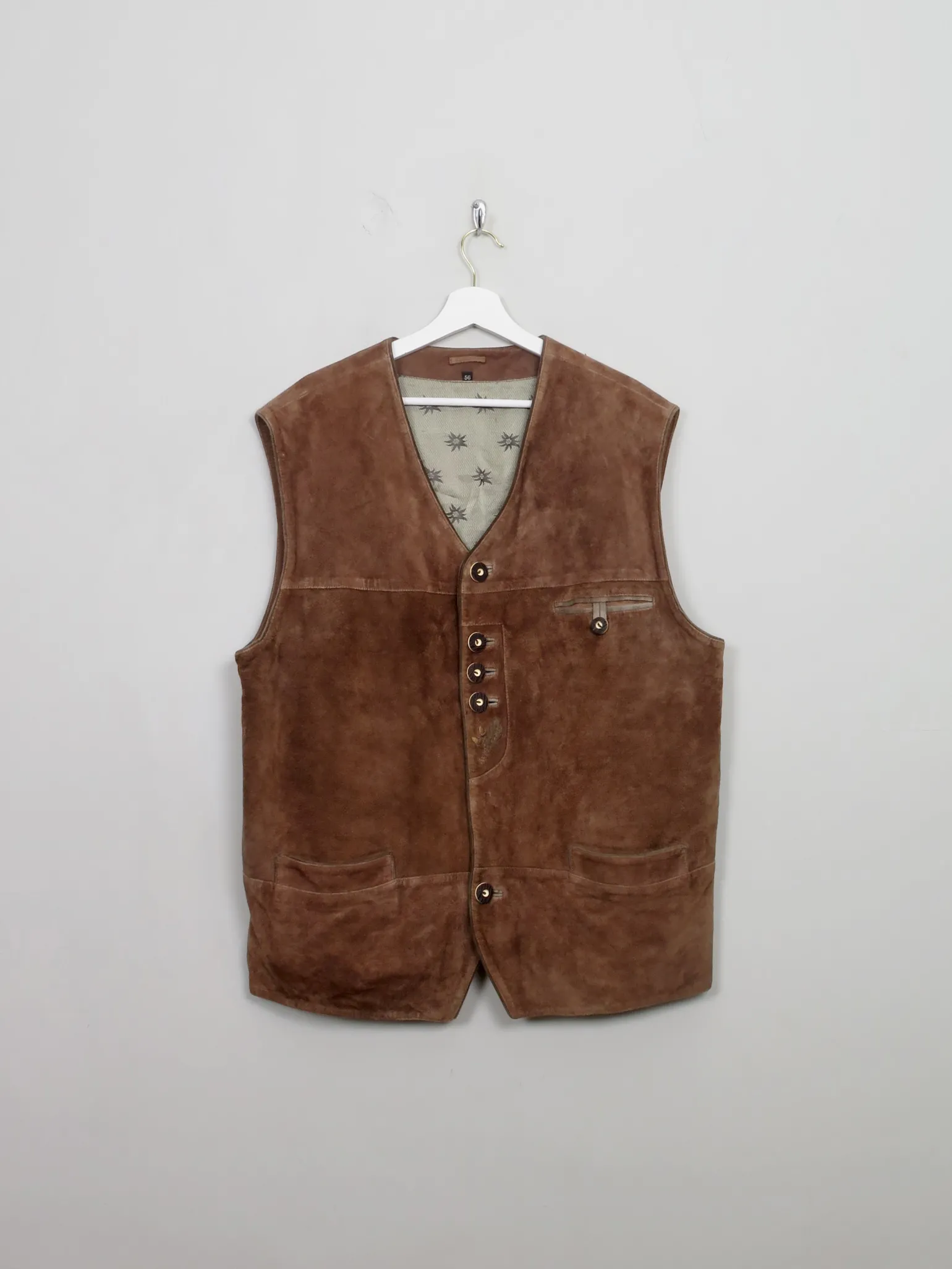 Men's Vintage Suede Austrian Waistcoat XL