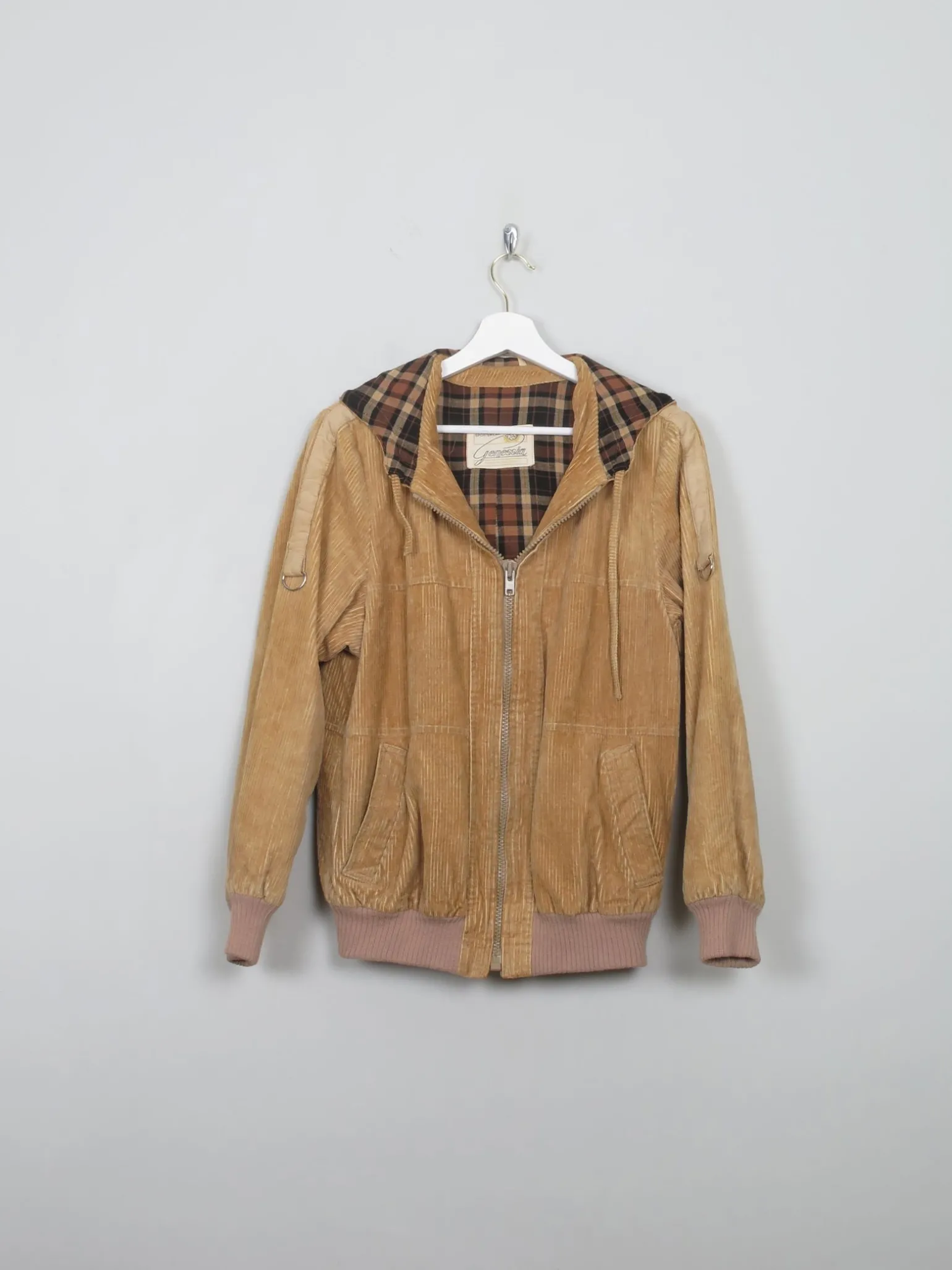 Men's Vintage Tan Cord Bomber Jacket XS