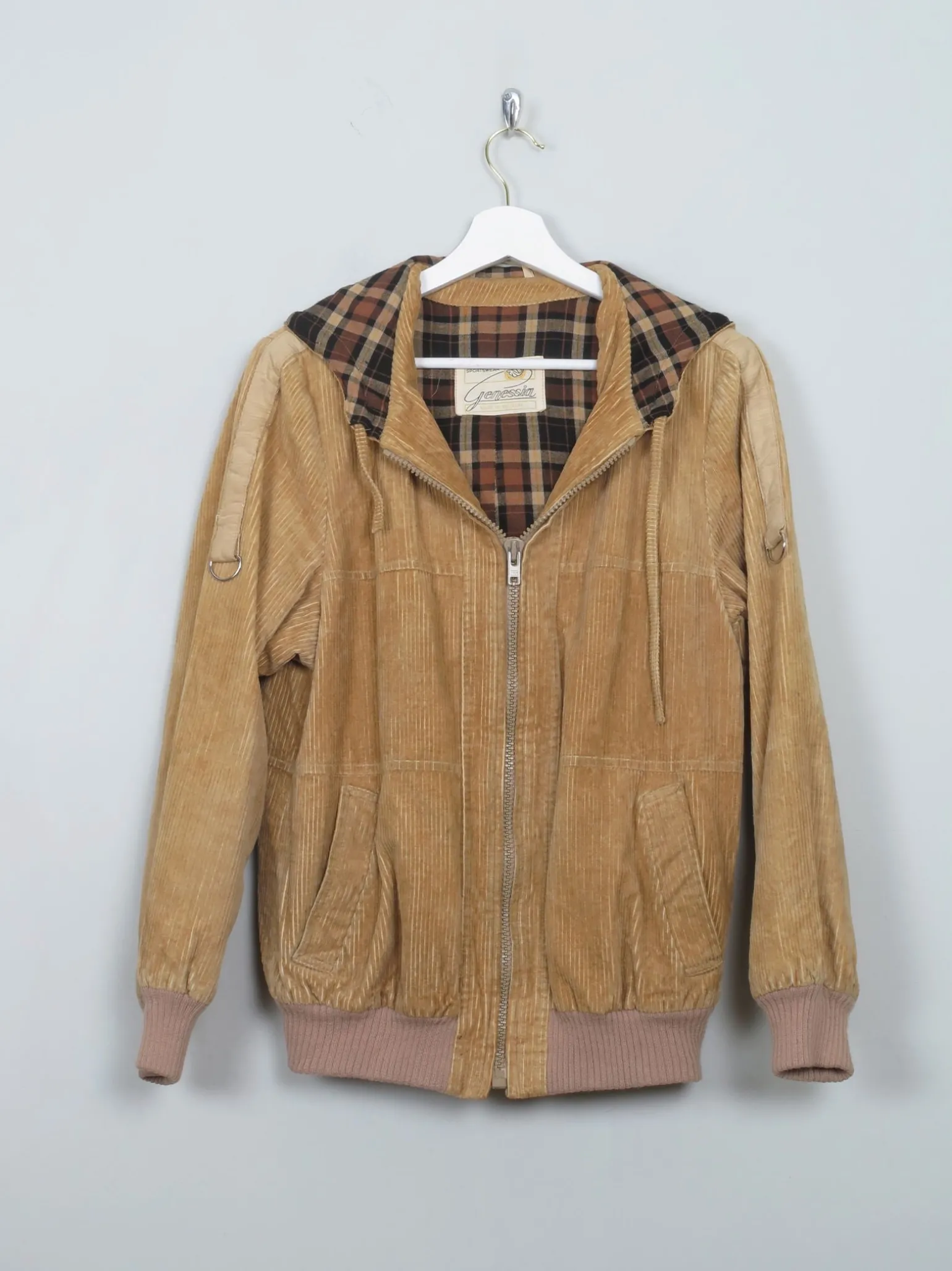 Men's Vintage Tan Cord Bomber Jacket XS