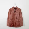 Men's Vintage Tan Leather Jacket L/XL/ 44