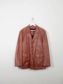 Men's Vintage Tan Leather Jacket L/XL/ 44