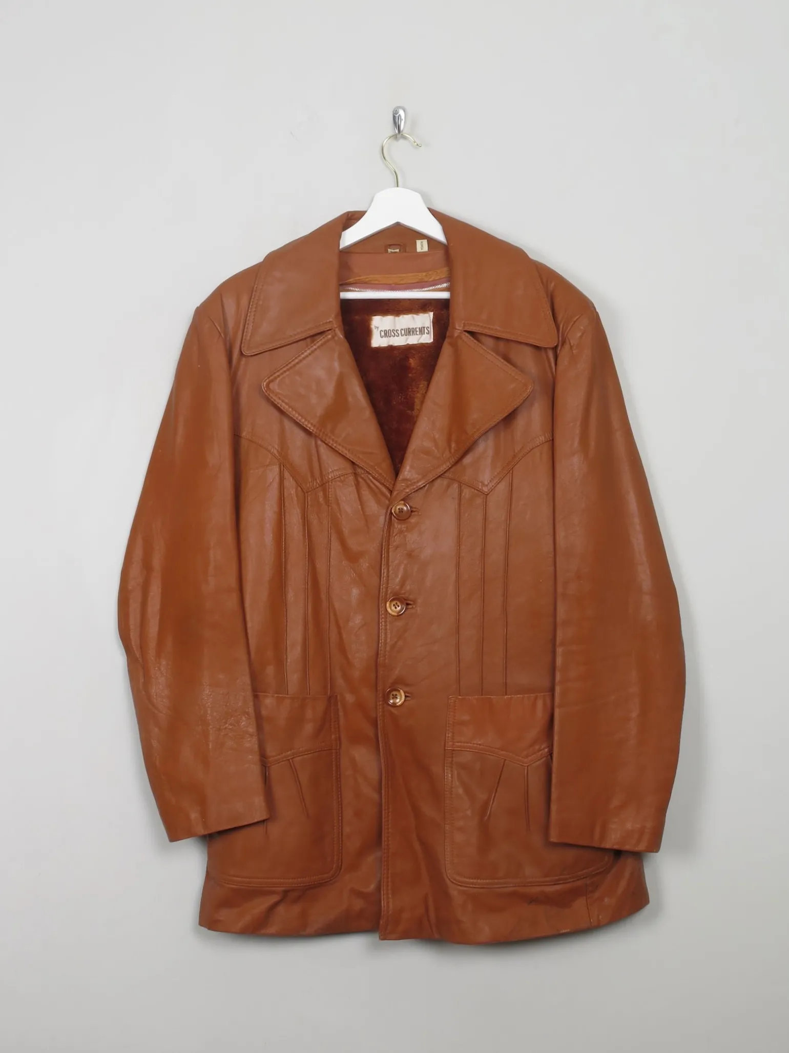 Men's Vintage Tan Leather Jacket L