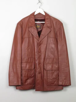 Men's Vintage Tan Leather Jacket L/XL/ 44