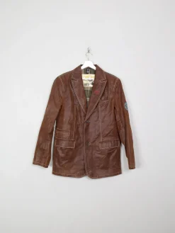 Men's Vintage Tan Rust Leather Jacket S