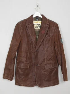 Men's Vintage Tan Rust Leather Jacket S