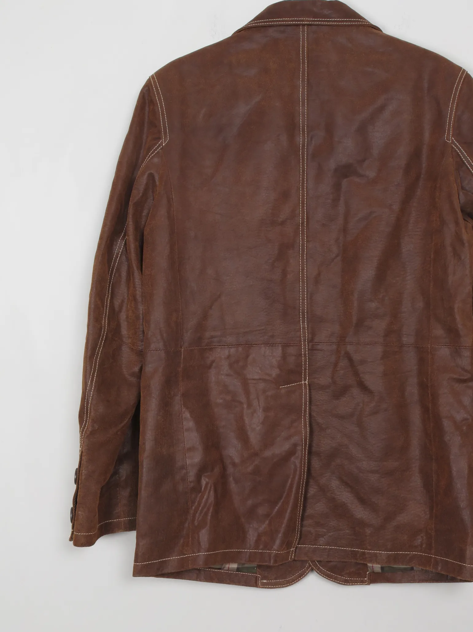 Men's Vintage Tan Rust Leather Jacket S