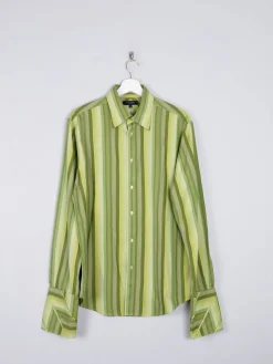 Men's VIntage Ted Baker Green Striped Shirt Size: 4 /L