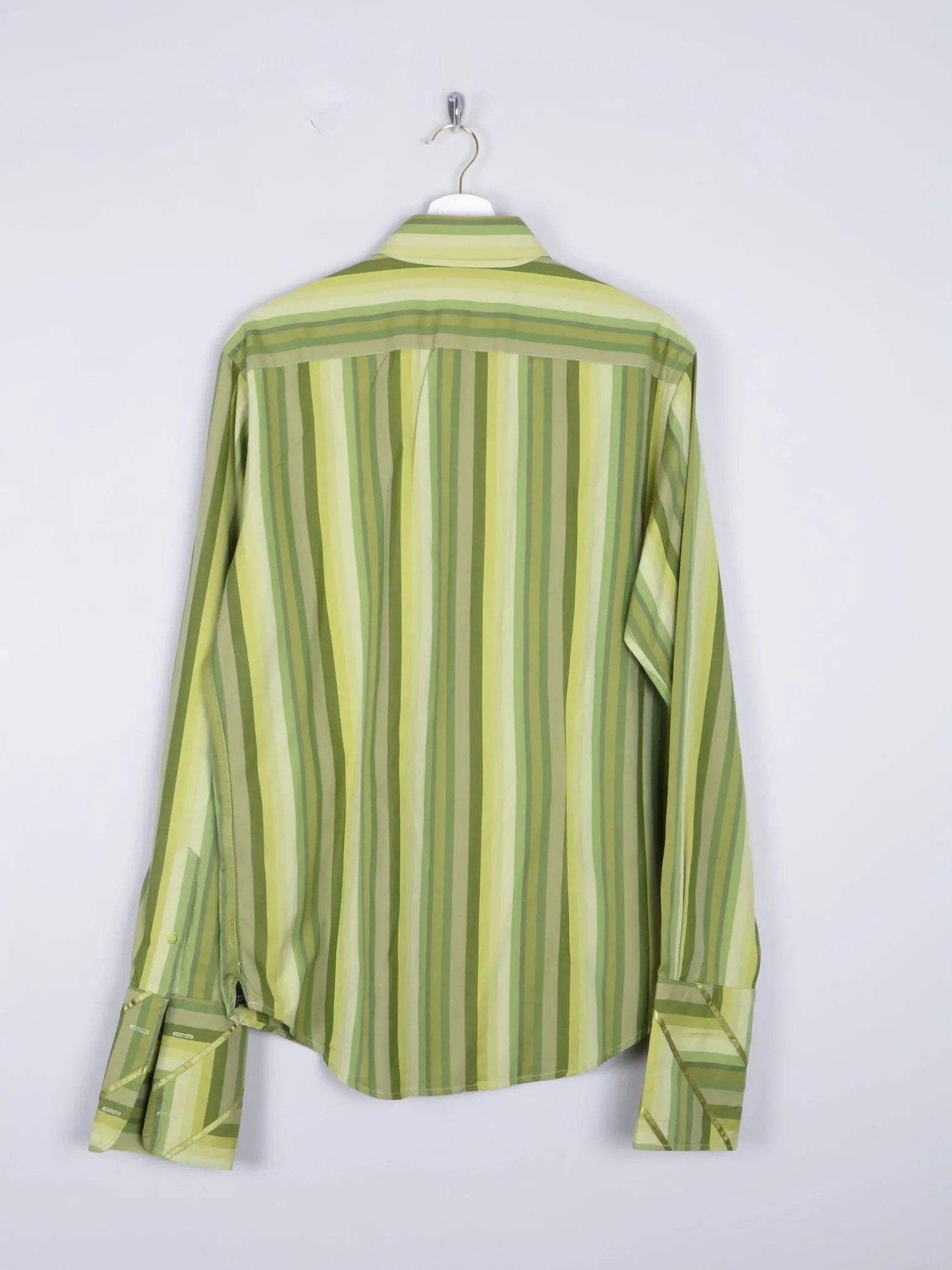 Men's VIntage Ted Baker Green Striped Shirt Size: 4 /L