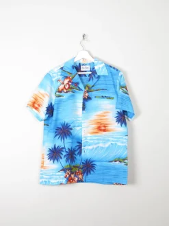 Men's Vintage Turquoise Hawaiian Shirt S/M