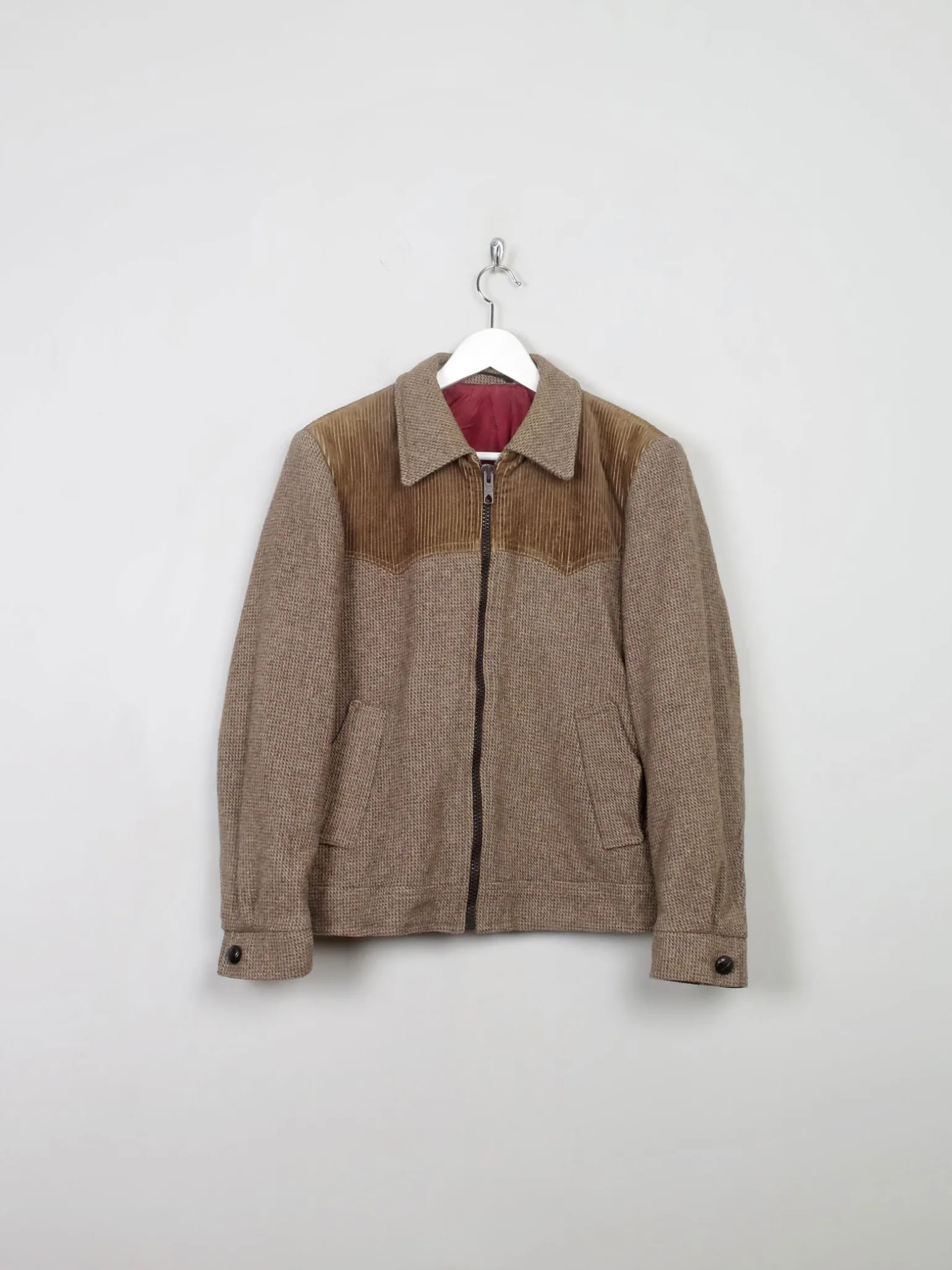 Men's Vintage Tweed 70s Zip Jacket M