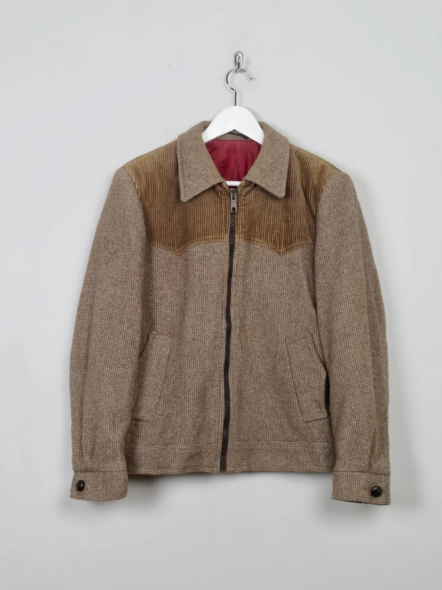 Men's Vintage Tweed 70s Zip Jacket M