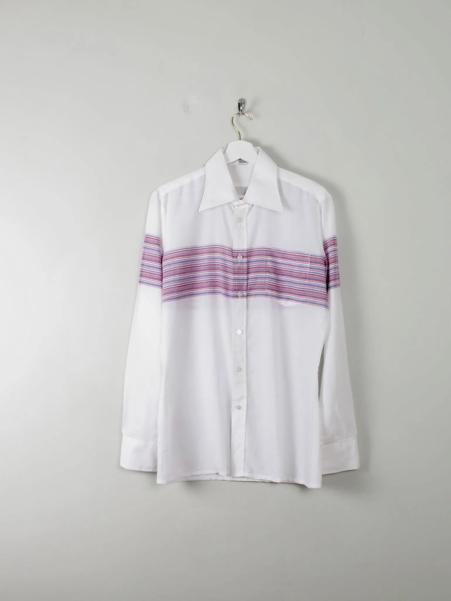 Men's Vintage White Shirt With Stripes M