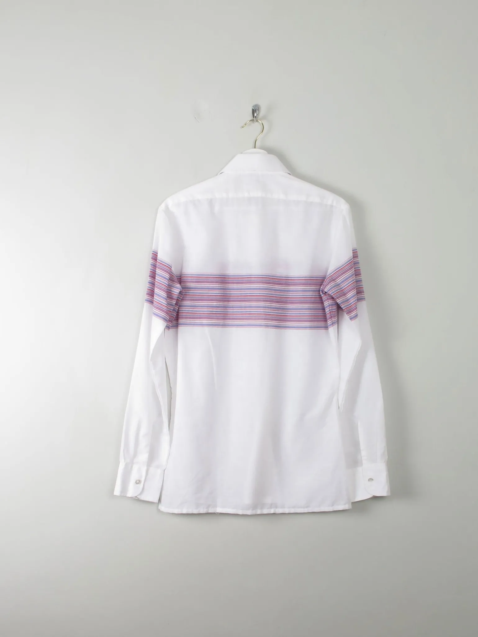 Men's Vintage White Shirt With Stripes M