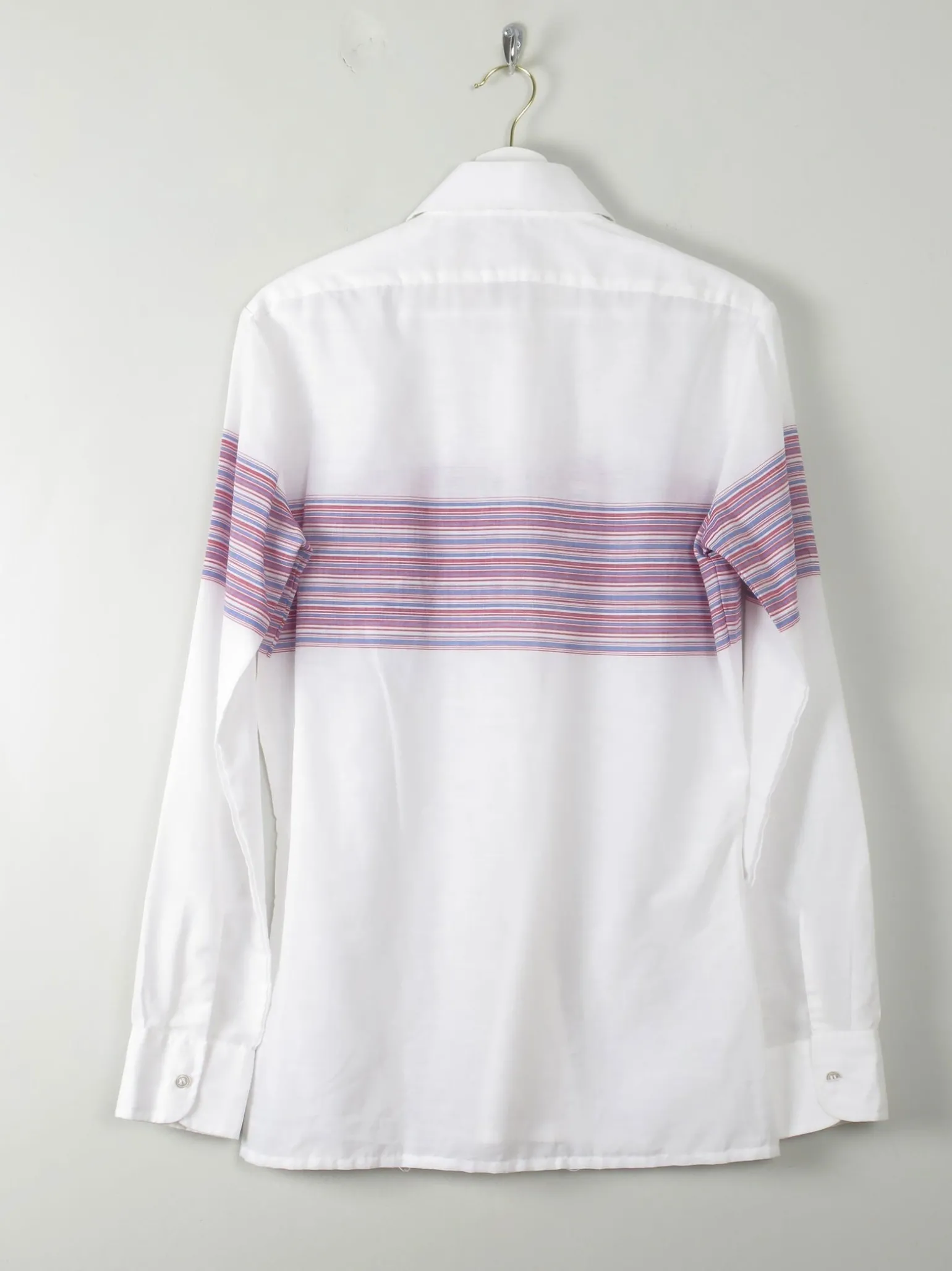 Men's Vintage White Shirt With Stripes M