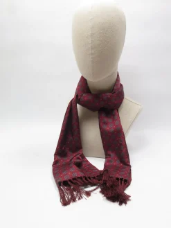 Men's Vintage Wine Patterned Fringed Scarf
