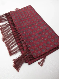 Men's Vintage Wine Patterned Fringed Scarf