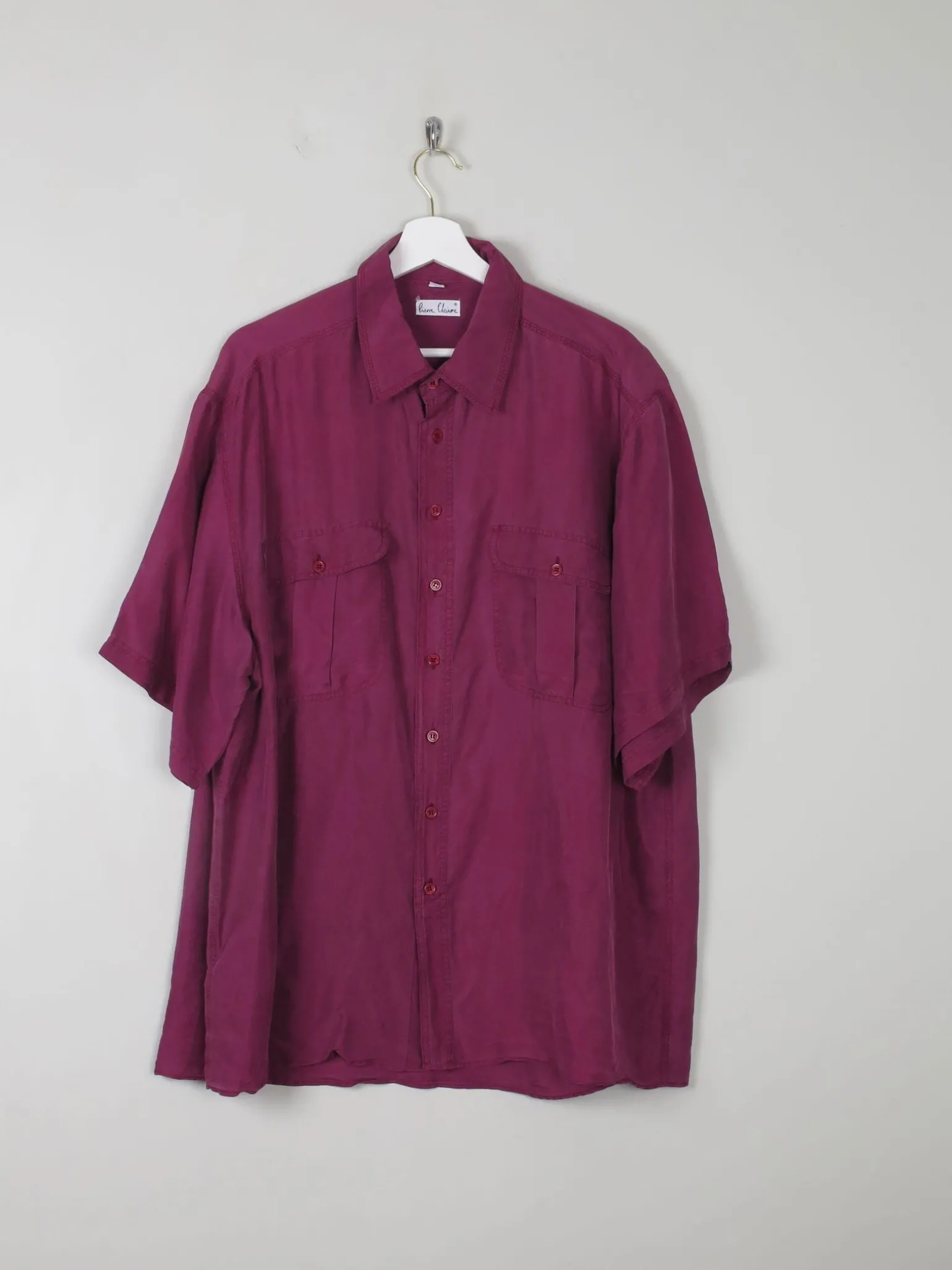 Men's Vintage Wine/Burgundy Silk Shirt L/XL