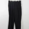 Men's Vintage Wool Black Trousers With Turn Up Hem 34"/30L"