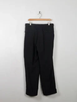 Men's Vintage Wool Black Trousers With Turn Up Hem 34