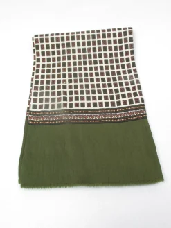 Men's Vintage Wool Green Printed Scarf