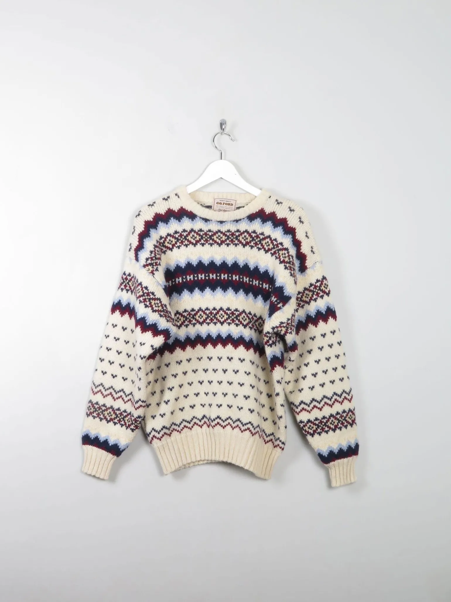 Men's Vintage Wool Pattered Jumper M