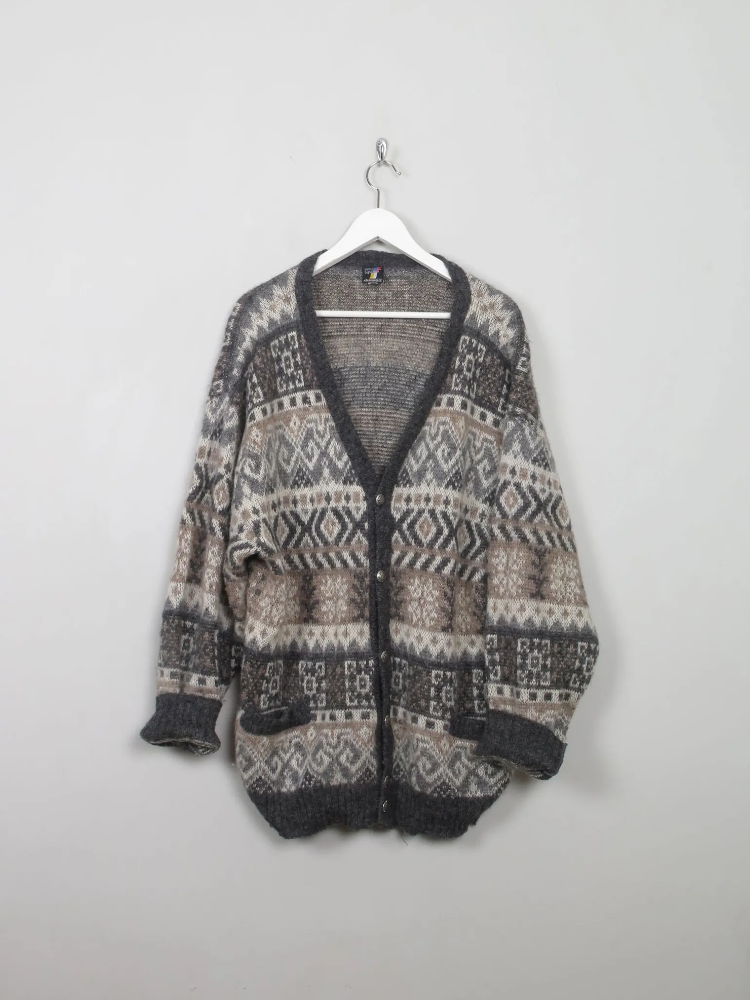 Men's Vintage Wool Patterned Cardigan L/XL