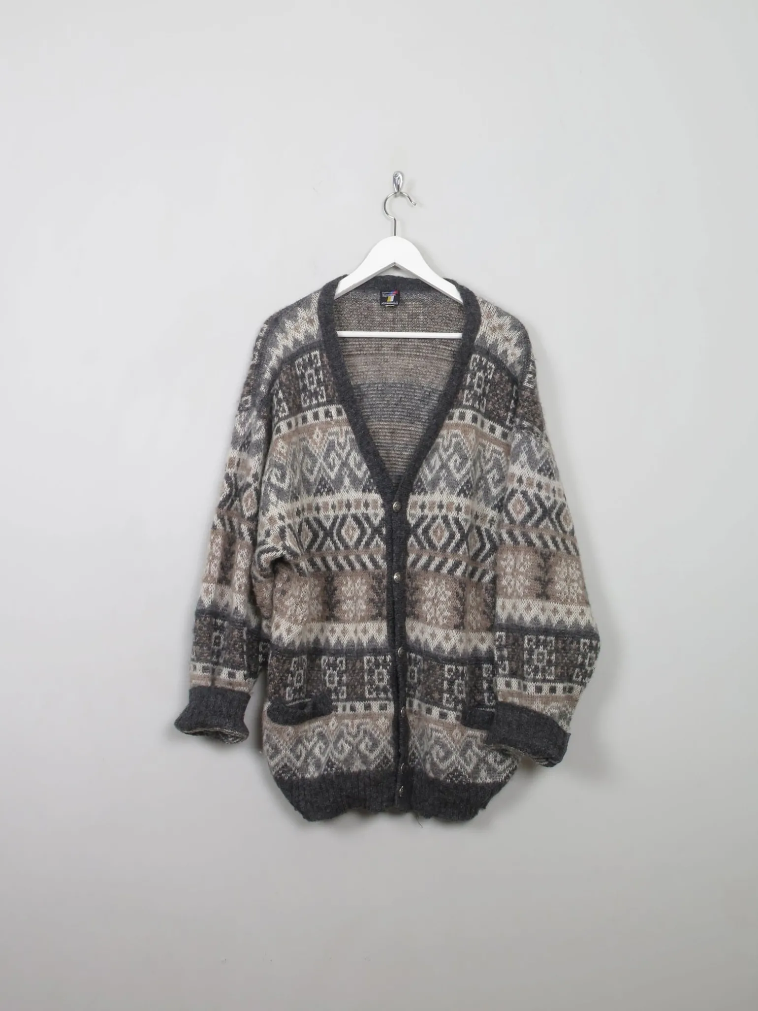 Men's Vintage Wool Patterned Cardigan L/XL
