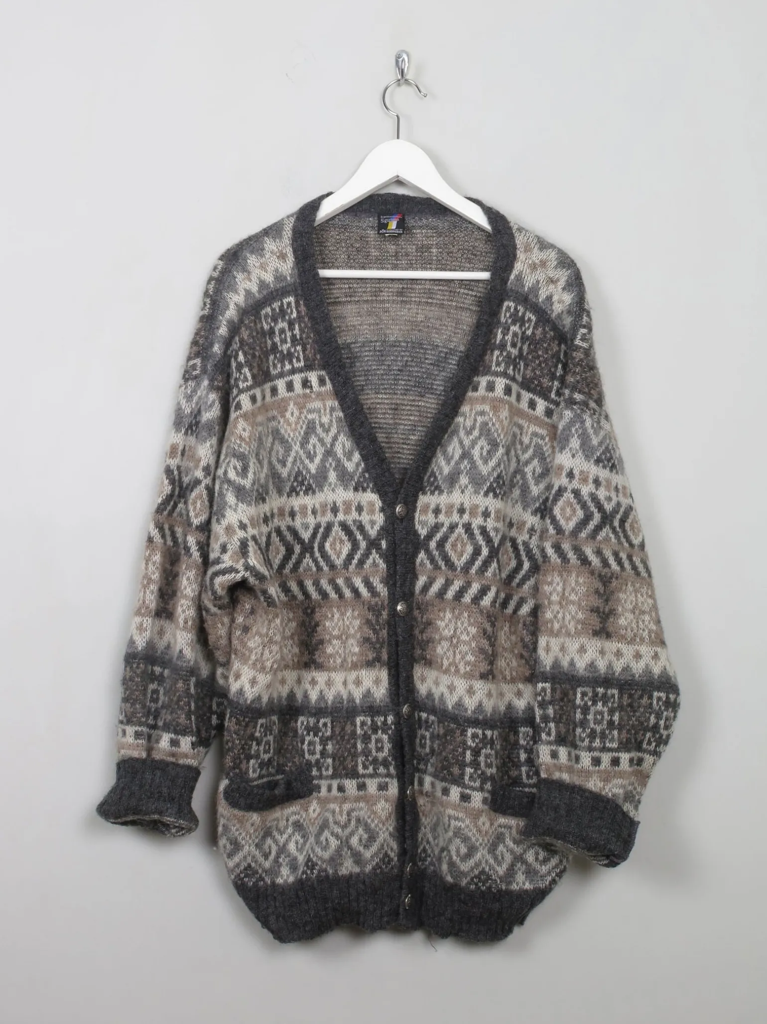 Men's Vintage Wool Patterned Cardigan L/XL