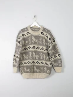Men's Vintage Wool Printed Jumper M