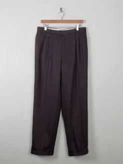 Men's Vintage Wool Trousers Wine/Brown 33" W 31"L