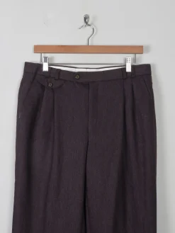 Men's Vintage Wool Trousers Wine/Brown 33" W 31"L