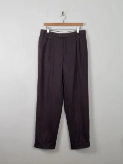 Men's Vintage Wool Trousers Wine/Brown 33